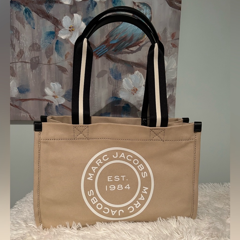 Marc Jacobs Signet Beige Canvas Tote